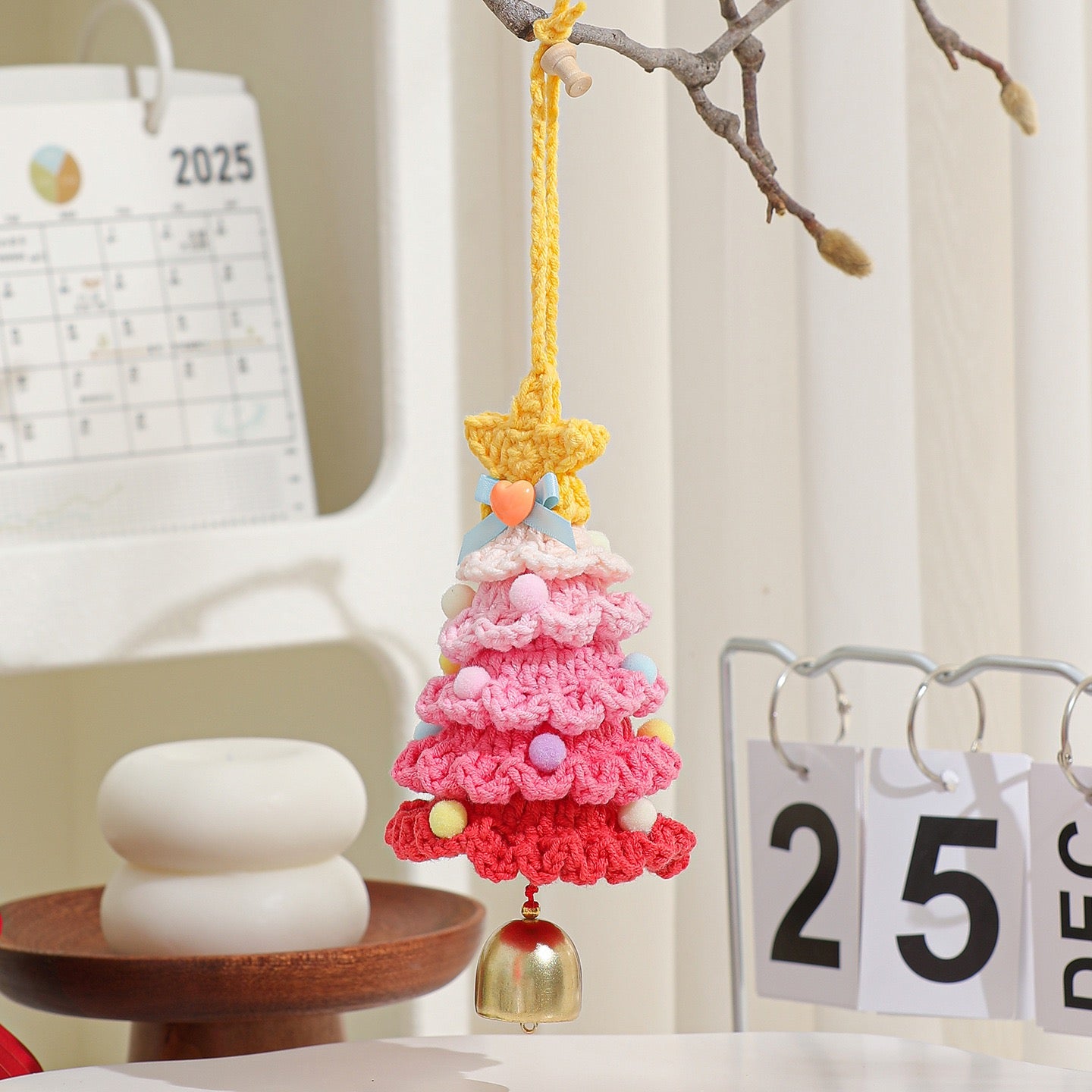 【完成品】クリスマスツリーベル・飾り｜全12色・クリスマスギフト・編む手間なし｜プレゼントやギフトに最適恋人・友達・誕生日・クリスマス