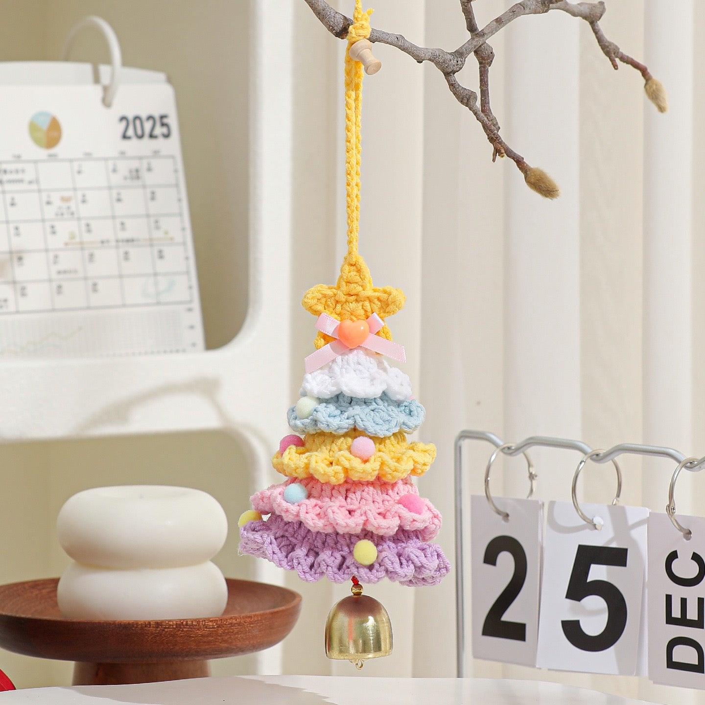 【完成品】クリスマスツリーベル・飾り｜全12色・クリスマスギフト・編む手間なし｜プレゼントやギフトに最適恋人・友達・誕生日・クリスマス