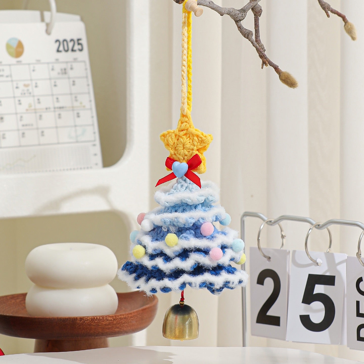 【完成品】クリスマスツリーベル・飾り｜全12色・クリスマスギフト・編む手間なし｜プレゼントやギフトに最適恋人・友達・誕生日・クリスマス