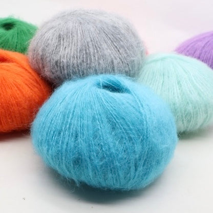 ふんわりモヘア糸 25g 綿あめタッチ 糸割れしにくい かぎ針2/0–3/0号・棒針2–3号対応 オールシーズン