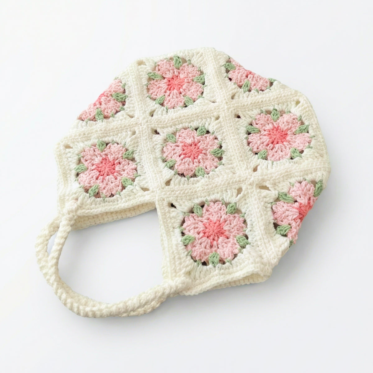 【手編みキット】桜モチーフグラニーバッグ ｜春を持ち歩く2WAYバッグ｜春色かぎ針編み DIYセット｜編み図＋ポイント動画