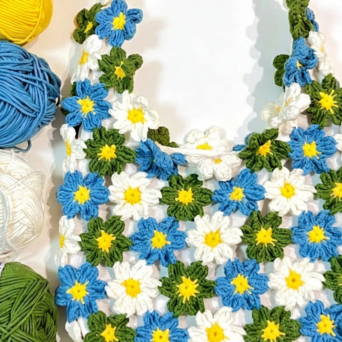 お花モチーフのバッグ手編みキット｜かぎ針編み・グラニースクエア