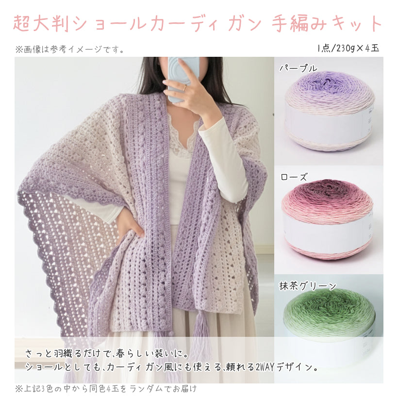 【春限定】春を纏う セット C 超大判ショールカーディガン・「花盛り」ベスト・桜モチーフバッグ（手編みキット） ＋春限定毛糸＆便利ツール付き｜今季新作・数量限定
