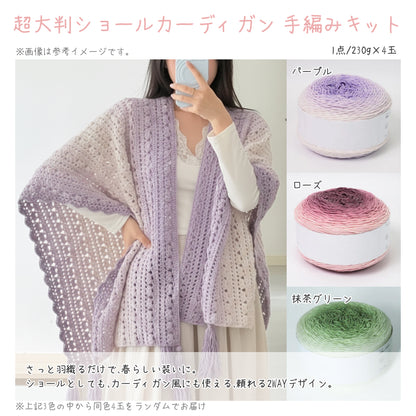 【春限定】春を纏う セット C 超大判ショールカーディガン・「花盛り」ベスト・桜モチーフバッグ（手編みキット） ＋春限定毛糸＆便利ツール付き｜今季新作・数量限定